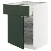 METOD / MAXIMERA base cab w wire basket/drawer/door, white/Havstorp deep green, 60x60x80 cm