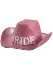 Sparkly Pink Cowgirl Hat with Bride Embellishment