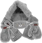 [COLLBATH] Warmth Kit Women's Multifunctional Hat Cycling Scarf Warm Gloves in-one Set Grey