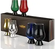 Official Glencairn Set of 6 Black Blue Gold Gold Red Blind Tasting Whisky Whisky Nosing Glass Set Made in Scotland