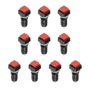 Push Button Switch SPST 1 NO Momentary Square Button 12mm / Red / 10 Pcs