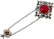 [NewZenro] Vintage CZ Flower Geometry Safety Pin Brooch for Women Men Antique Colorful Crystal Rhinestone Rectangle Lapel Pins for Bag Suit Tie Party Dance Wedding Banquet Fashion Accessories Jewelry
