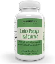 Green Velly Indian Sharrets Carica Papaya Leaf Extract with Vitamin C & Piperine, 60 Veg Capsules - 44% Glycosides 3% Polyphenols, Halal Certified - Non GMO Gluten Free, No Fillers, No Additives