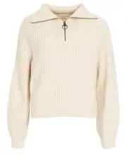 NWT Women Barbour Stanton 1/2 Zip Knit Jumper Sweater Oatmeal 4 US / 8 UK Cream