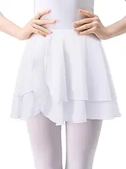 [Monbessi] Ballet Skirt for Women Girls Pull on Chiffon Dance Wrap Skirts with 2 Layer Chiffon