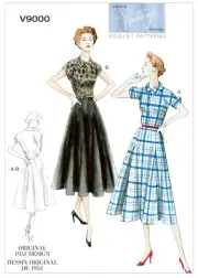 VOGUE SEWING PATTERN 9000 MISSES 16-24 RETRO '50s DRESS W/ COLLAR & FLARED SKIRT