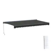 ALEKO Semi-Cassette Motorized LED Retractable 16x10 ft Patio Awning Canopy Black