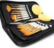 Professional Paint Brush Set-15 Carry Case Watercolor Acrylic Oil Art Paiting AU