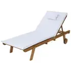 Gardeon Sun Lounge Wooden Lounger Outdoor Furniture Day Bed Wheel Patio White