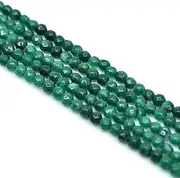 Asingeloo 3mm Faceted Natural Green Agate Stone Beads for Jewelry Making Round Gemstone Beads Loose Spacer Beads 15" a Strand