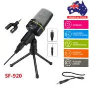 Professional SF-920 Condenser Microphone 3.5mm Wired Mic with Holder Stand