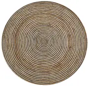 Handwoven Round Jute Rug-Spiral 6009-Natural/Heena-120x120cm
