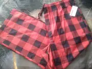 Sonoma Mens Sleep Pants xxl Red Black Plaid 100% Cotton Woven Lounge Pants New