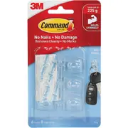 3M Command Mini Hooks Clear 6 pack
