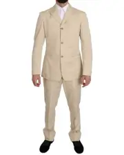 Romeo Gigli Beige Suit Tailored Fit Men Suits & Blazers