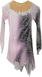 [JoyCan] Ice Figure Skating Dress Girls Women Pink Gray Gradient Diamond Inlay Competition Dress
