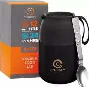 Vacuum Insulated Food Jar. Portable 17oz Thermos Incl. Folding Spoon, Cup. Hot