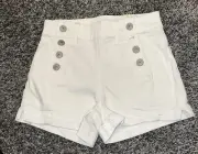 American Eagle Women White Mid Rise Shorts Next Level Stretch Size 00 NWT $49