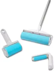 Schticky 3 Piece Lint Roller Set with Extendable Stainless Steel Pole - Reusable