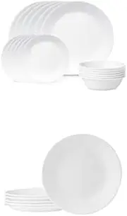 Winter Frost White Dinnerware Set, 18 piece with CORELLE 1117143 Livingware Bread and Butter Plates, 6 piece set bundle