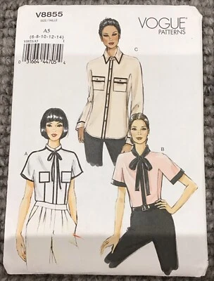 Vogue Pattern 8855- Size 6 / 8 / 10 / 12 / 14 - Shirt / Blouse