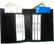 New women's soft leather Bi fold wallet, 2 billfold 12 Credit Card Brown wallet