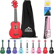 [EASTROCK] Soprano Ukulele 21 Inch Kit for Adults & Kids, Red - Includes Travel Bag, Strap, Spare Strings