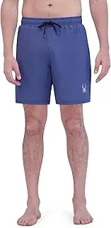 [Spyder] Men's Swim Trunks, Stretch, Quick-Dry, 7-inch Board Shorts, UPF+, Pockets, Compression Brief Liner