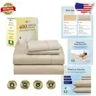 Luxury Full Size Bed Sheets Set - 400 Thread Count Cotton, Cooling & Soft Beige