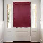 sourcing map Blackout Door Curtains, French Side Door Window Curtain for Privacy, Glass Patio Front Doors Sidelight Tie Up Shade, Wine Red, 26" x 49", 1 Panel