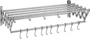Towel Rack Bath Towel Rack with Hook Telesfolding Storage Shelf Wall-Mounted Extendable Space Saving Toilet Bathroom Balcony/50Cm LWX