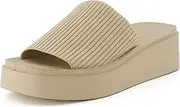 [CUSHIONAIRE] Women's Pim knit platform sandal with +Memory Foam
