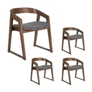 Mattia 4pc Set Dining Chair Grey Fabric Seat Walnut