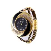 Braided Watch with Diamond Accents and Quartz Movement Bracelet