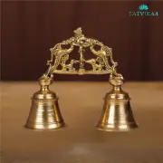 Brass Nandi Cow bell, Hand Held Ghanti Home Decoration, Mandir Temple