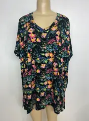 philosophy New Women's Plus 3X Floral Print Black Mix Print Blouse Shirt Top NWT