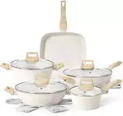 13Pcs Pots and Pans Set, Nonstick Cookware Sets, White Granite Induction Cookwar