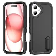 MCC Shockproof iPhone 16 Case Cover Heavy Duty with Stand Apple iPhone16 [Black+Black]