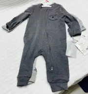 Cloud Island 2 Piece Romper Set charcoal heather Grey Size 3-6 Months NWT