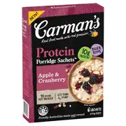 Carman's Protein Porridge Sachets Apple & Cranberry 6 pack
