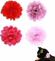 Small Dogs Collar Flowers Bows Puppies Cats Floral Collar Charms Accessories Slides Detachable Grooming Attachment for Costume Birthday Wedding Festival, One size, terylene