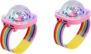 Lancoon 2 Pack Disco Ball Light, Wearable Mini Portable LED Lamp Night Strobe Watch Bracelet USB Charging Voice Controlled with Suction Cup for Kid Party Car Dancing DJ Club(Pink)