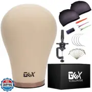 GEX 20" Canvas Cork Wig Block Mannequin Head for Wig Making Drying Styling Di