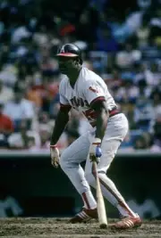 First Baseman Don Baylor Watches The Flight Of His Ball Baseball 1980s Photo