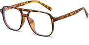 WAYIKK Transparent Computer Glasses Frame Women Men Square Eyewear Blocking Glasses Optical Spectacle,Leopard print