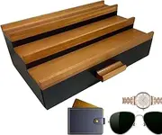 Perfume Display Shelf, 3 Tier Perfume Shelf Tray with Secret Compartment, Storage and Organization for Bathroom and Bedroom Vanity Organizer