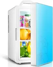 16L Mini Fridge Portable Small Refrigerator Thermoelectric System Food Heater & Beverage Cooler Beer Drinks Low Operating Noise for Car/Camping/Travel AC/DC Powered (Color : Blue, Size : Dual core)