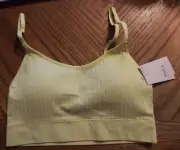 Arden Size Juniors Medium Lime/Yellow Ribbed Bra Pull over Lined Bralette