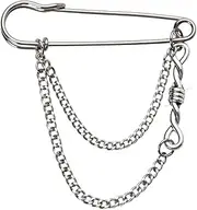 [Kefley] Gothic Punk Barbed Wire Pin Brooch with Chains Thorns Barb Wire Chain Brooch Safety Pins for Clothes Jean Jackets Brooches Gothic Grunge Jewelry Accessories Cool Chains for Men Women