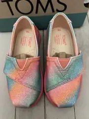 Tiny Toms Multi Gradiant Glitter Toddler Girl Shoes Pink-multiUS Size 5, 6